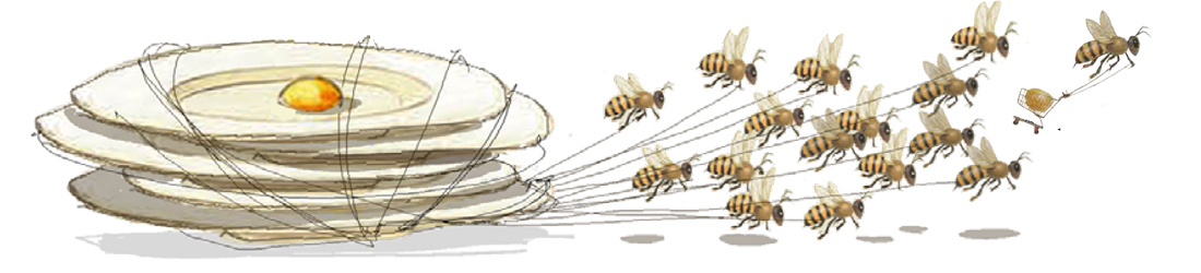 Disegno api che trainano piatti