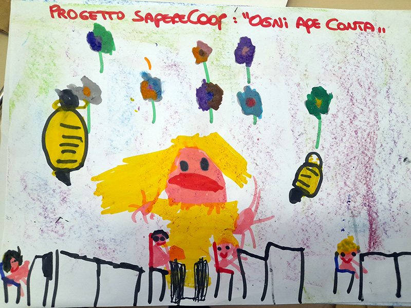 Illustrazione fatta da uno dei bambini per il progetto Ogni Ape Conta
